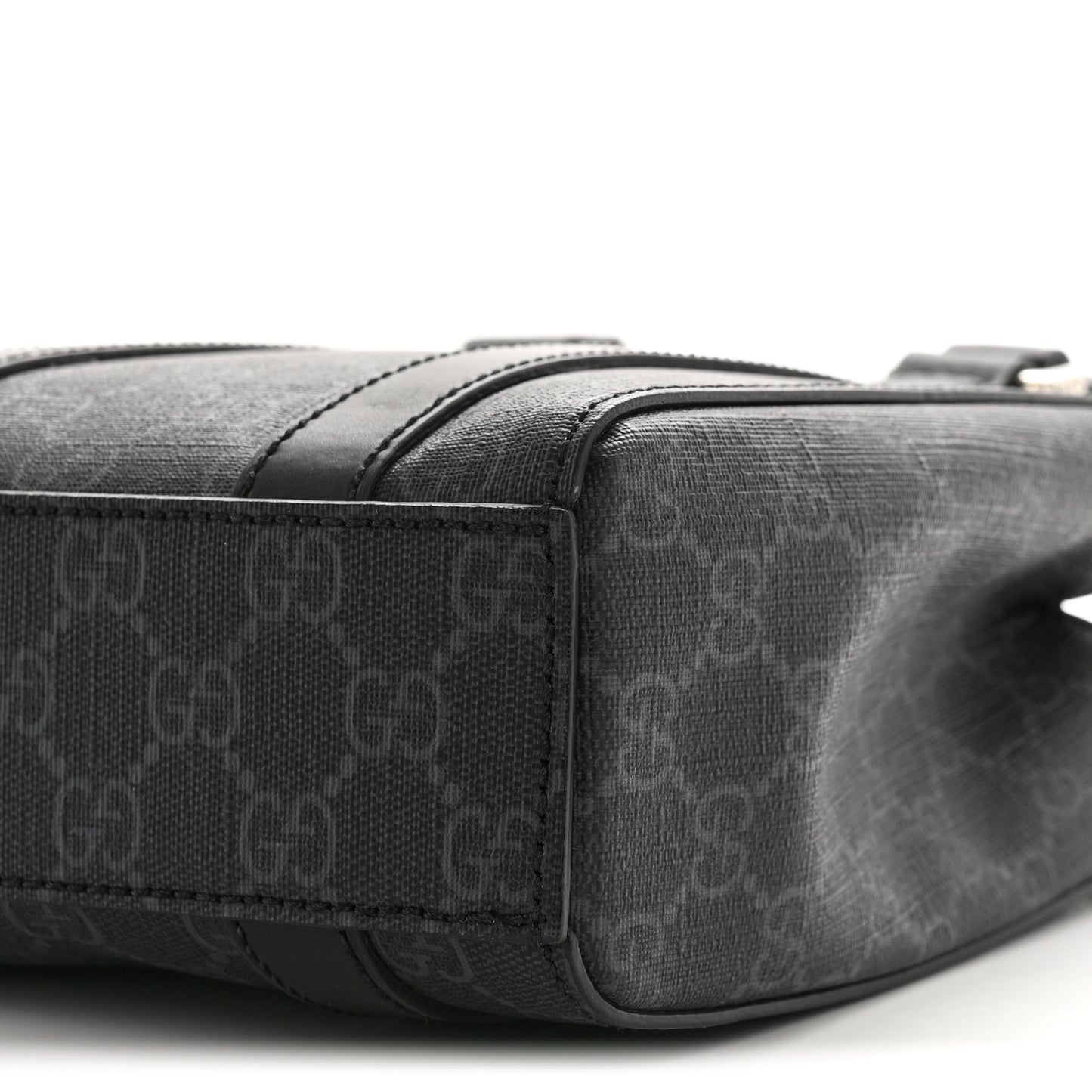 GG Supreme Monogram Appia Calfskin Web Mini Tote Bag Black