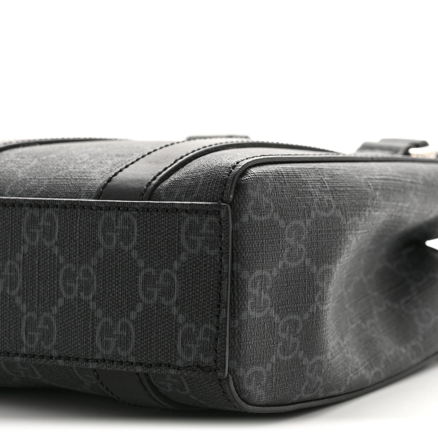 Gucci GG Supreme Monogram Appia Calfskin Web Mini Tote Bag Black 10 of 14
