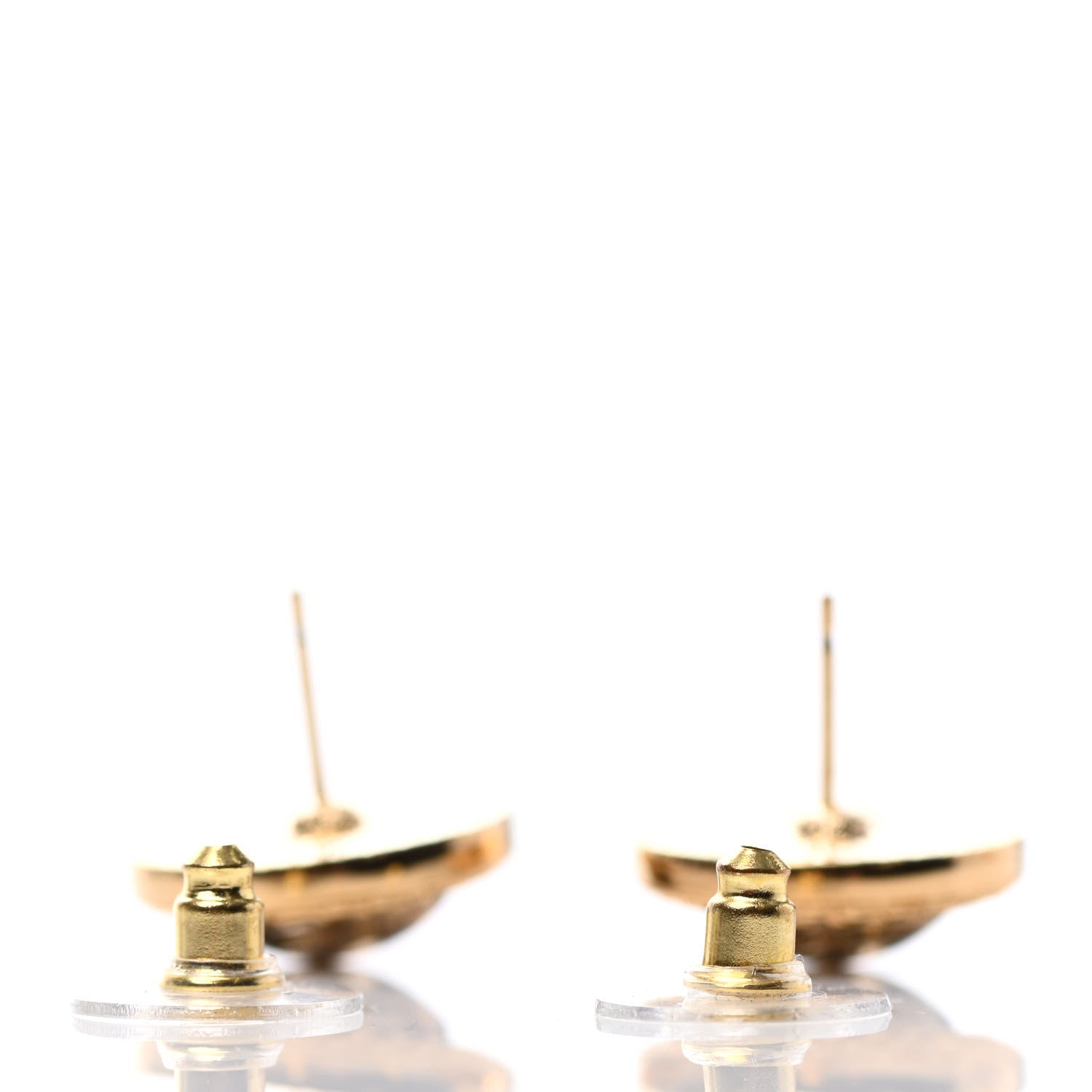 Chanel Resin CC Chain Round Earrings Gold Black 3 of 4