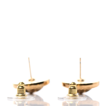 Chanel Resin CC Chain Round Earrings Gold Black 3 of 4
