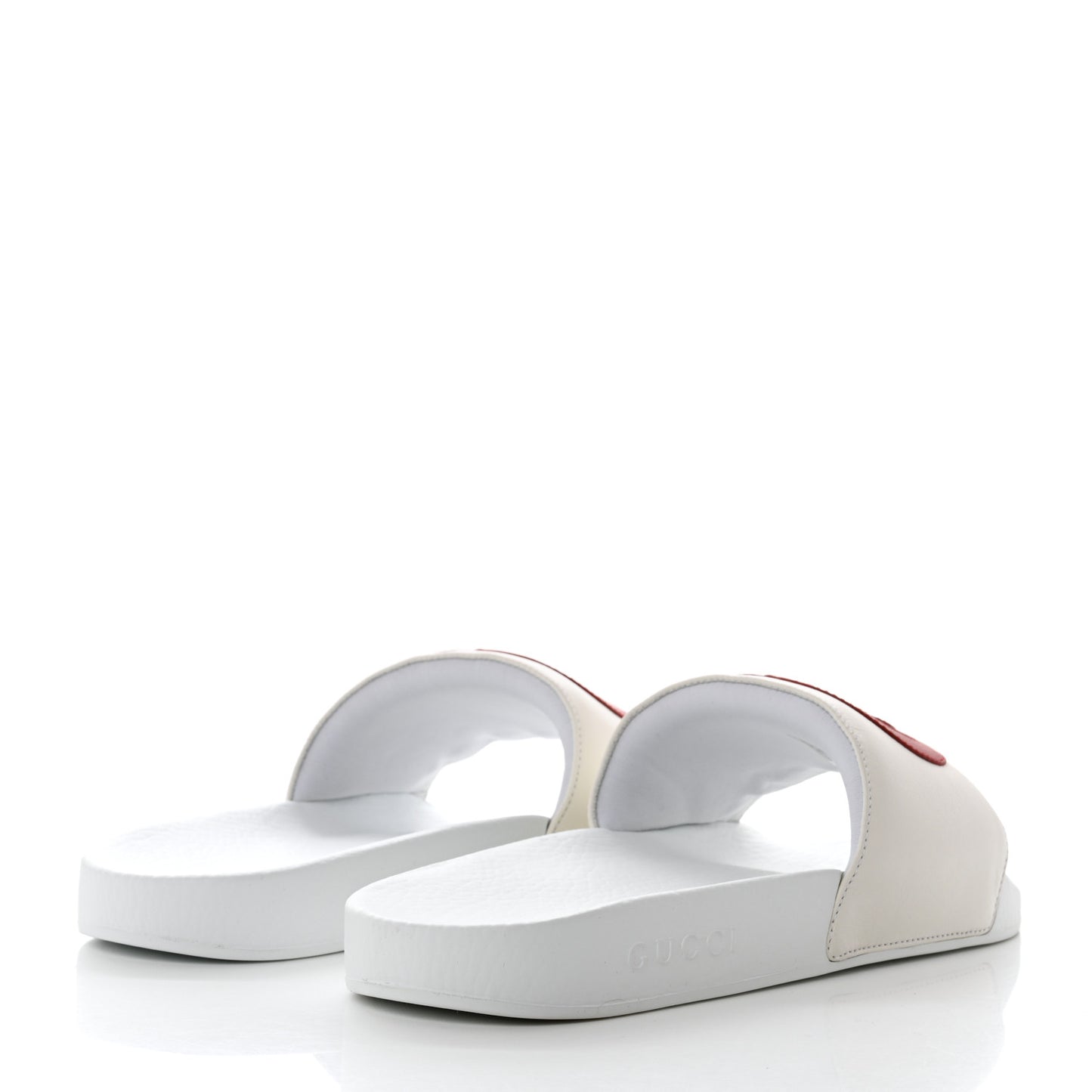 Nappa Miro Soft Calfskin Womens Interlocking G Slide Sandals 41 Great White Hibiscus Red