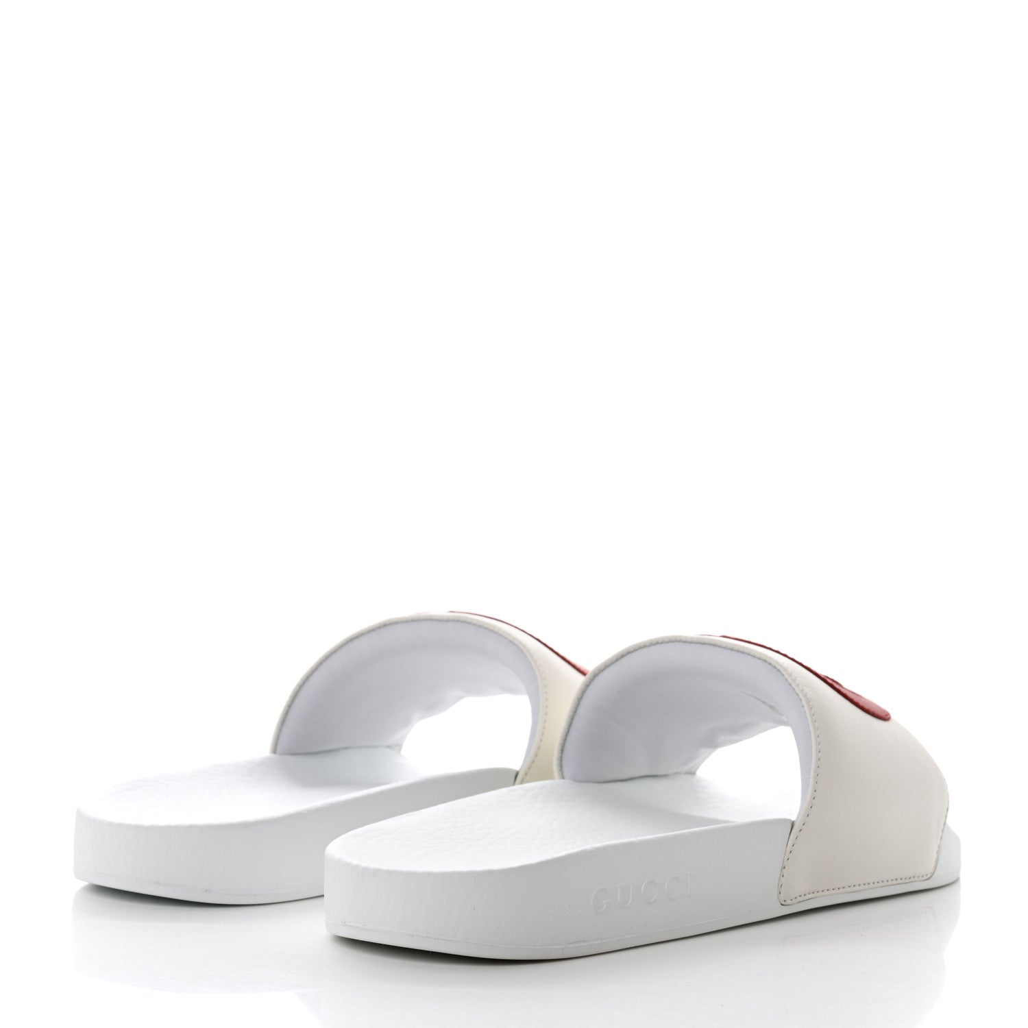 Gucci Nappa Miro Soft Calfskin Womens Interlocking G Slide Sandals 41 Great White Hibiscus Red 4 of 8