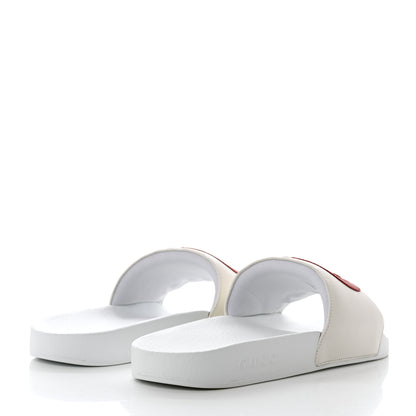 Gucci Nappa Miro Soft Calfskin Womens Interlocking G Slide Sandals 41 Great White Hibiscus Red 4 of 8