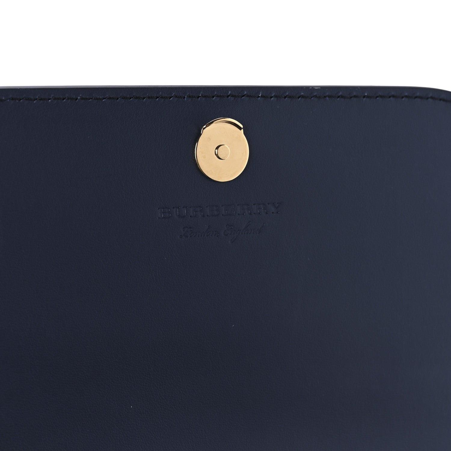 Burberry Grained Calfskin House Check Tartan Mix Hampshire Wallet On Chain Navy 6 of 9