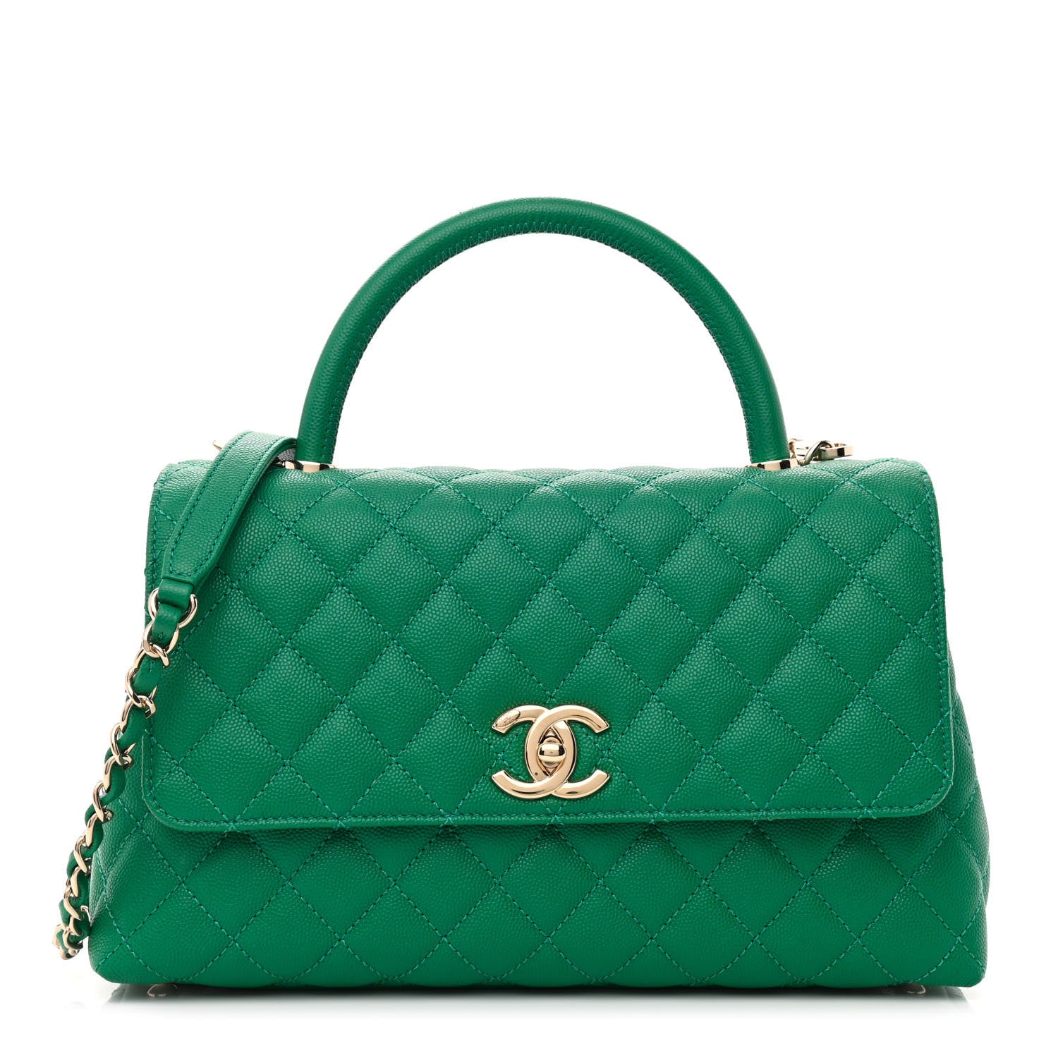 Chanel Caviar Quilted Small Coco Handle Flap Green 1 of 10