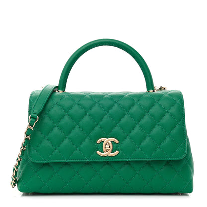 Chanel Caviar Quilted Small Coco Handle Flap Green 1 of 10