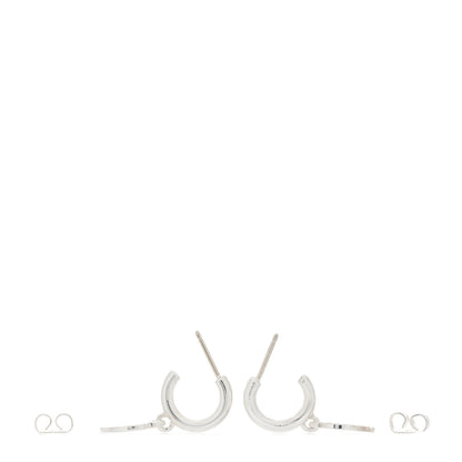 Tiffany Sterling Silver Diamond Mini Return To Tiffany Heart Hoop Earrings 3 of 5
