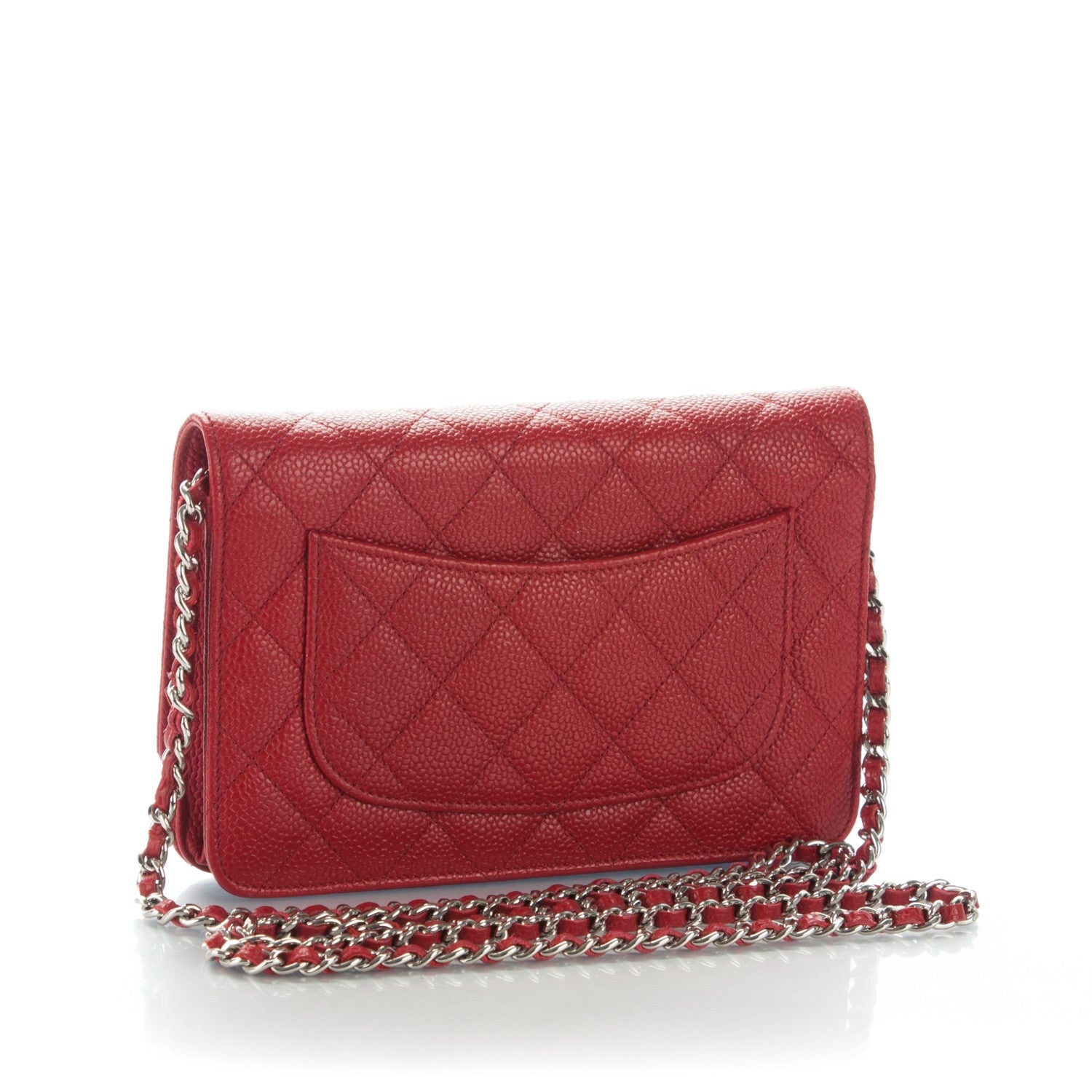 Chanel Caviar Quilted Wallet On Chain WOC Red 3 of 8