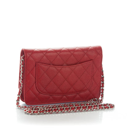 Chanel Caviar Quilted Wallet On Chain WOC Red 3 of 8