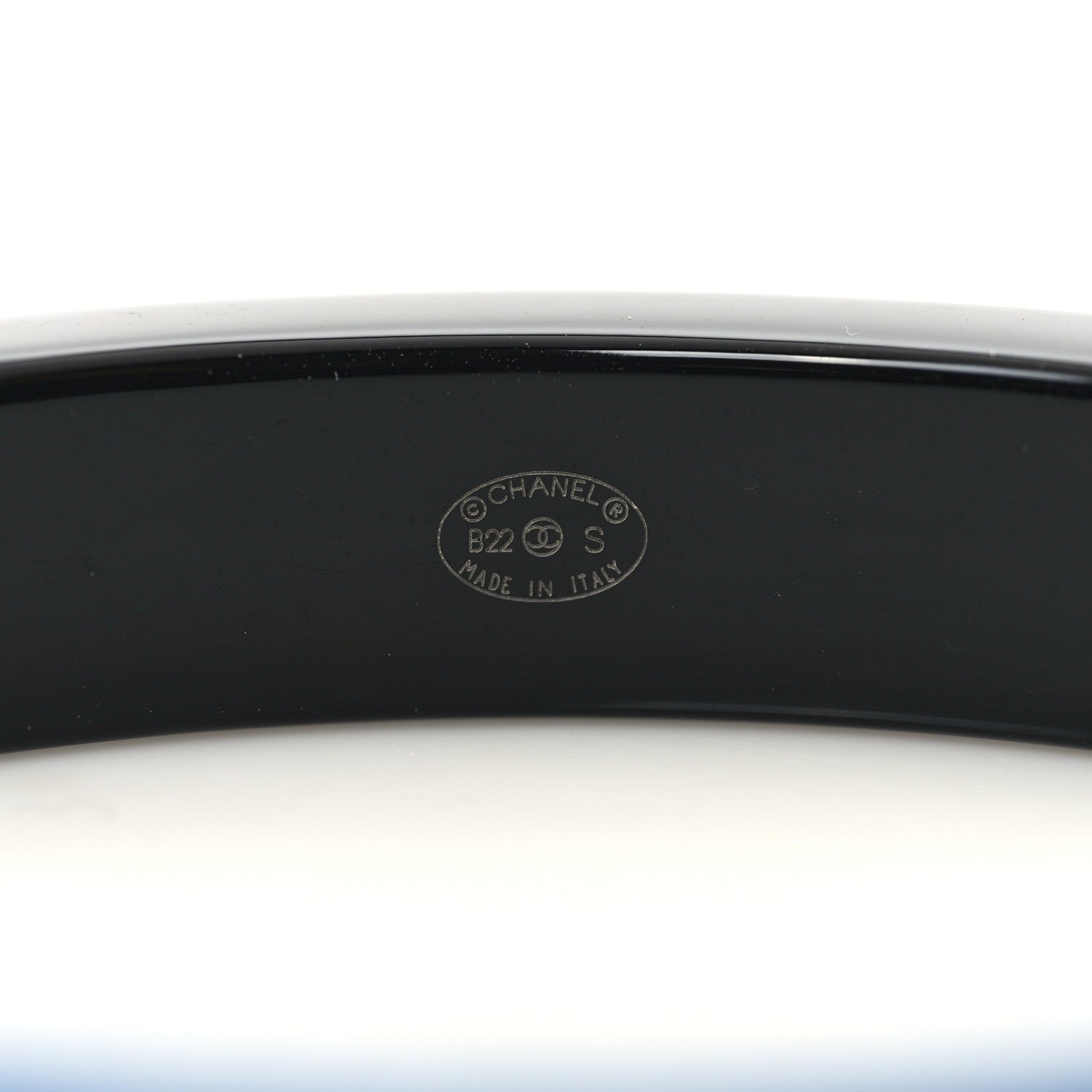 Chanel Resin Logo Bangle Bracelet Blue Black 4 of 4