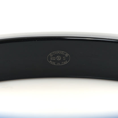 Chanel Resin Logo Bangle Bracelet Blue Black 4 of 4