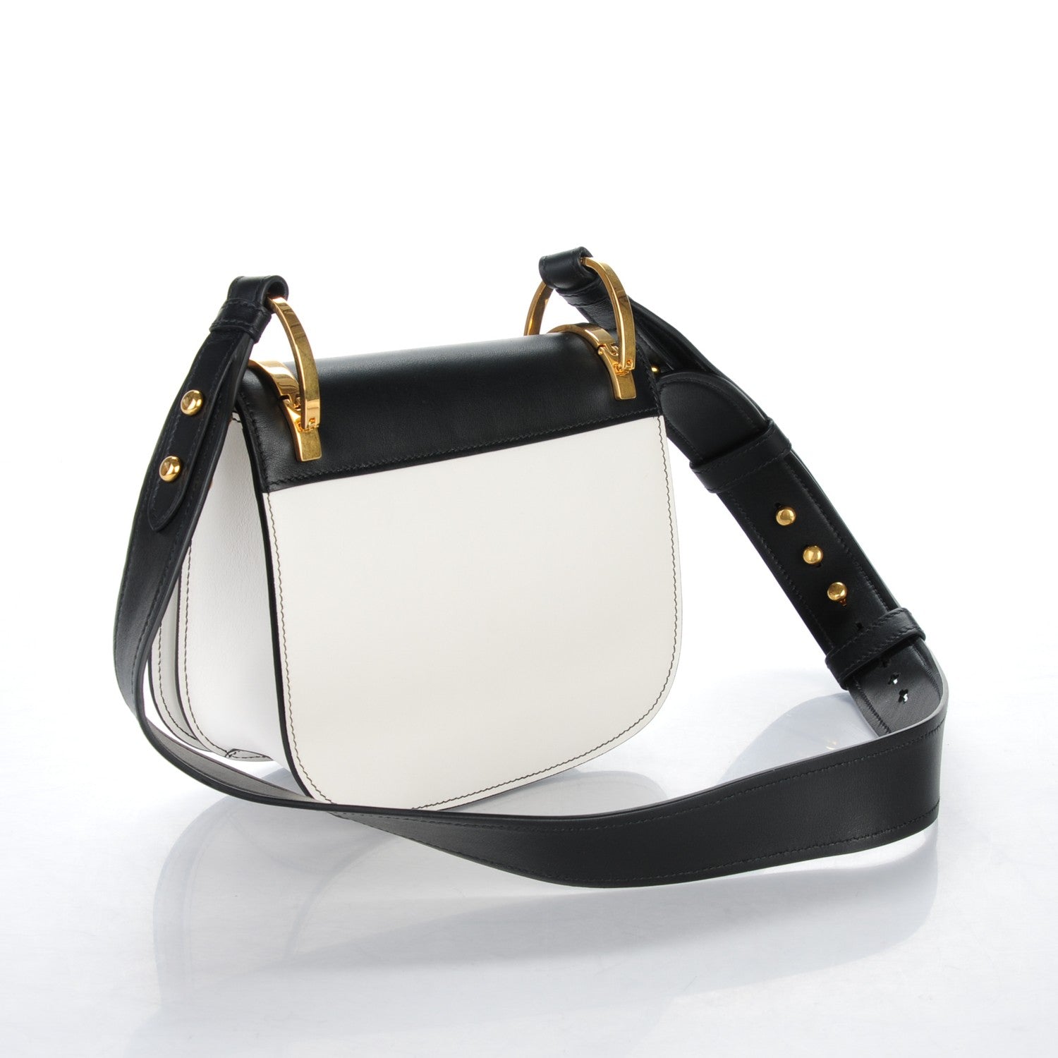 Prada City Calf Pionniere Saddle Bag Black White 3 of 6