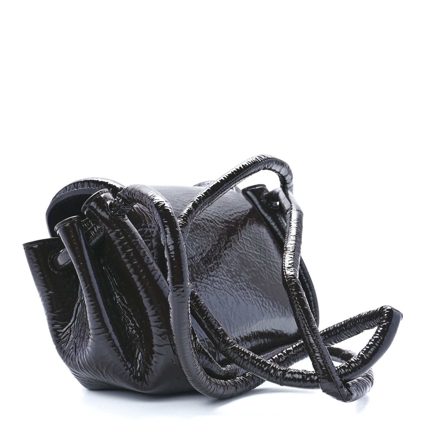 Patent Deerskin Small Beak Triangle Flap Shoulder Bag Fondant