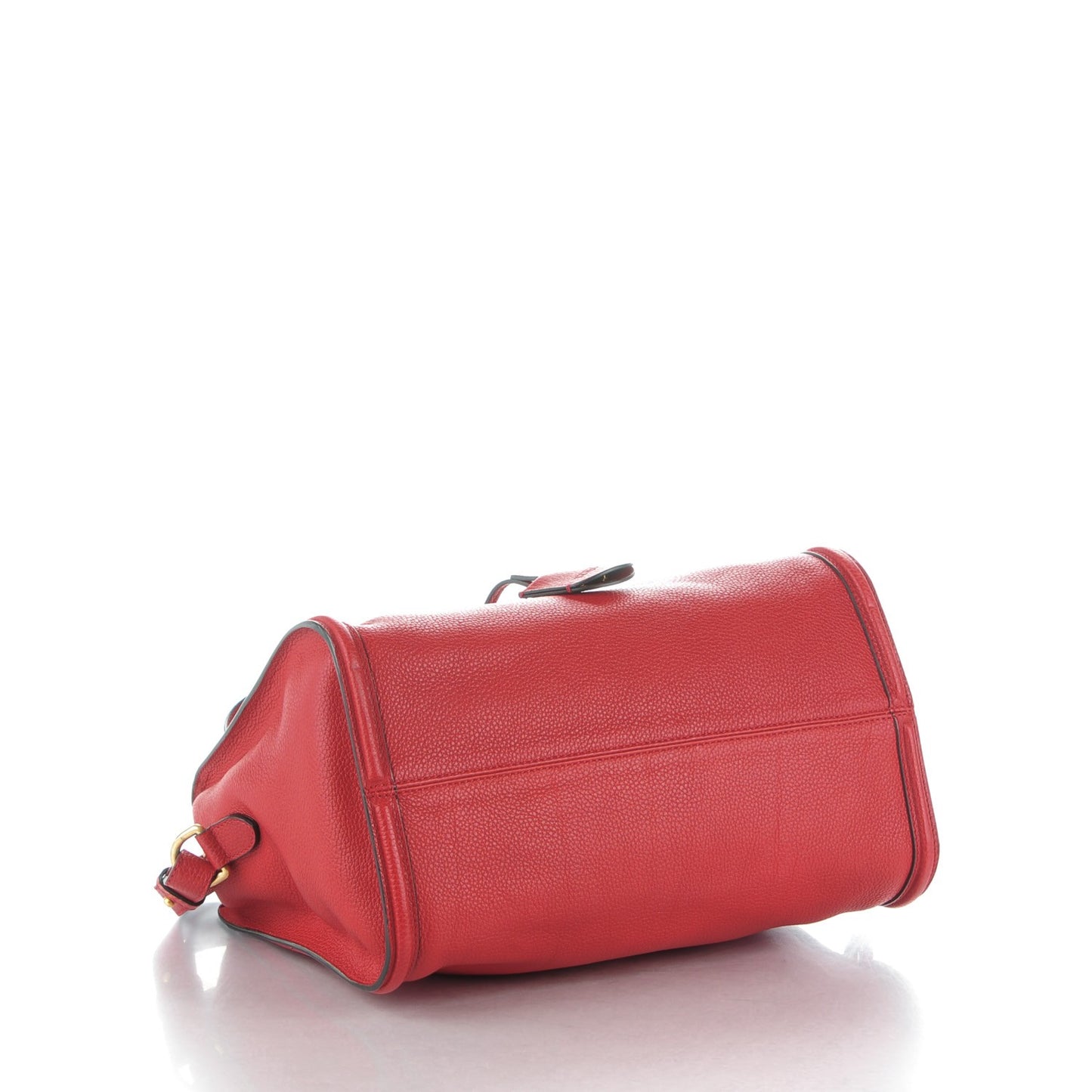 Pebbled Calfskin Small Skull Padlock Zip Around Tote Red