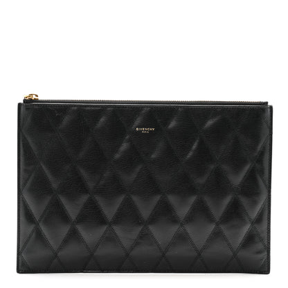 Givenchy Goatskin Diamond Quilted GV3 Medium Pouch Black 1 of 12