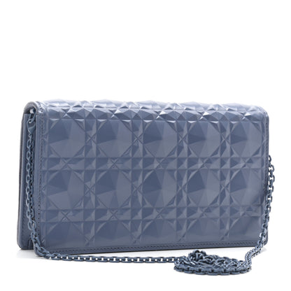 Christian Dior Calfskin Cannage Diamond Lady Dior Chain Wallet Blue 7 of 21