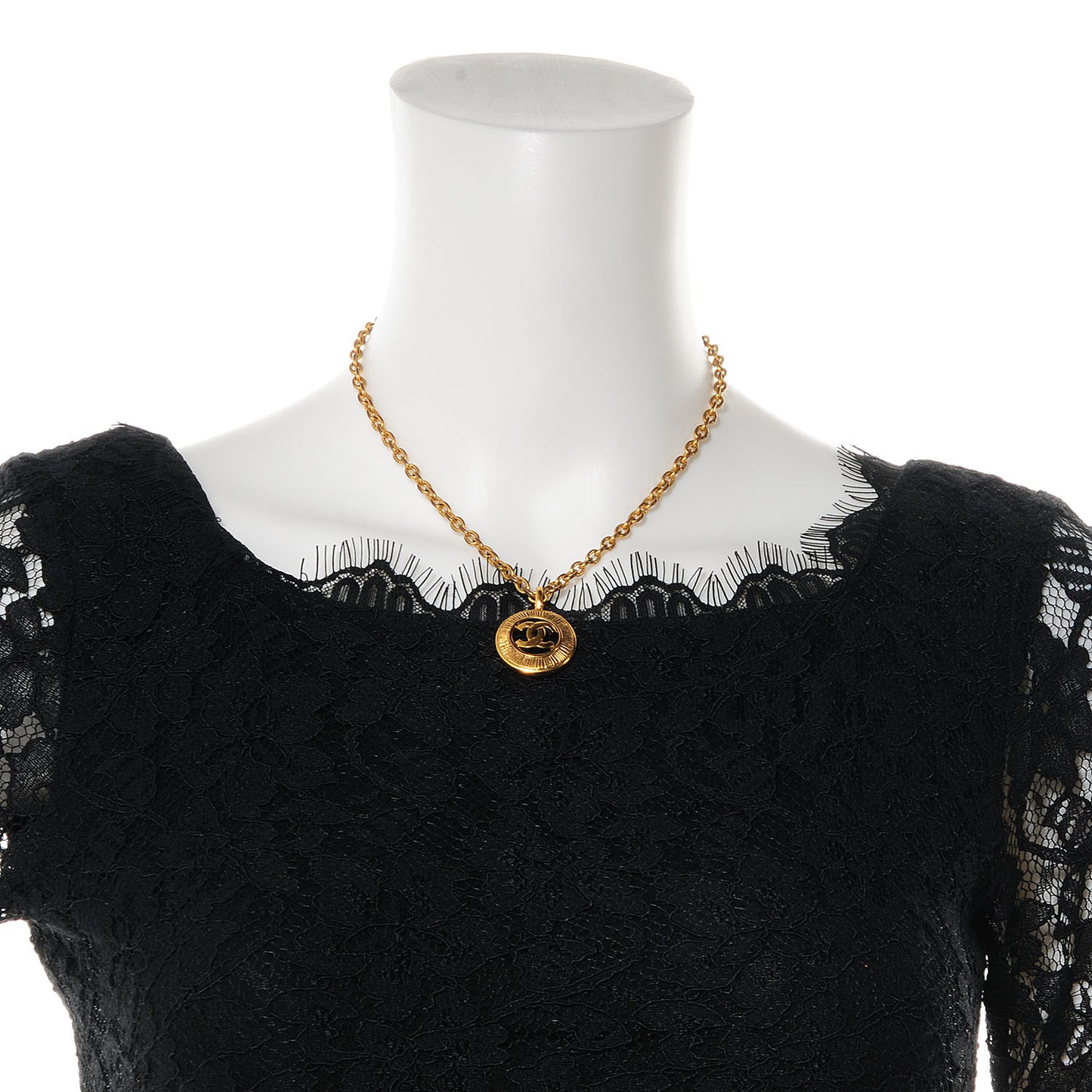 Sunburst Cutout CC Necklace Gold