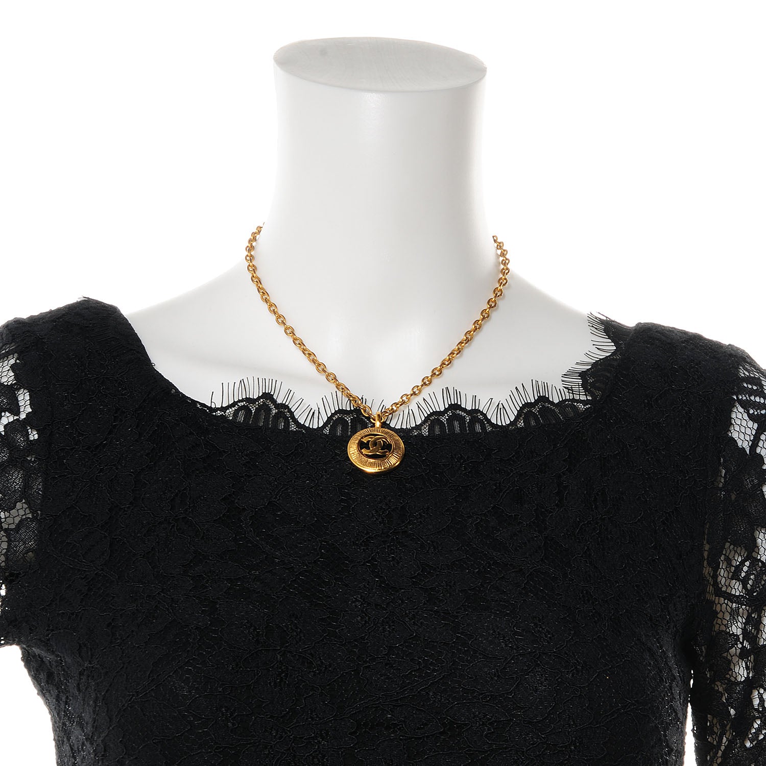 Chanel Sunburst Cutout CC Necklace Gold 2 of 5