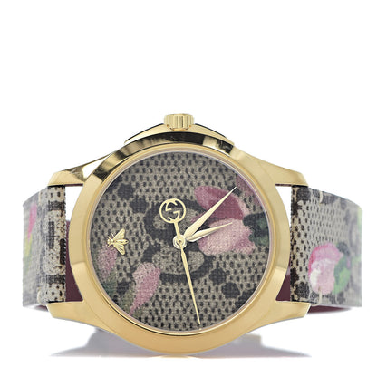 Gucci Stainless Steel Canvas 38mm G-Timeless Supreme GG Blooms Quartz Watch Brown 3 of 7