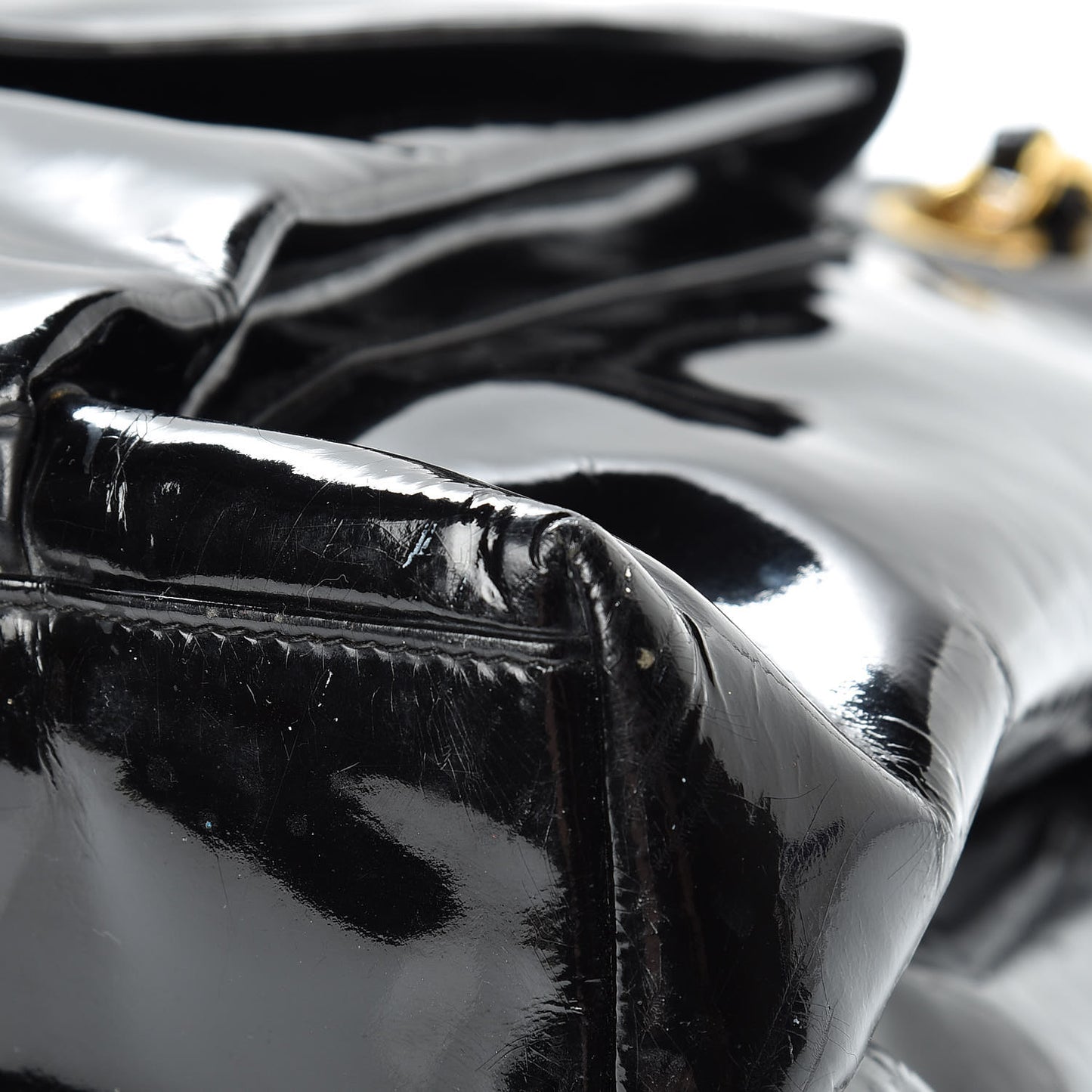 Patent Flap Shoulder Bag Black