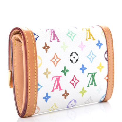 Louis Vuitton Monogram Multicolor Porte-Monnaie Plat Coin Purse White 3 of 6