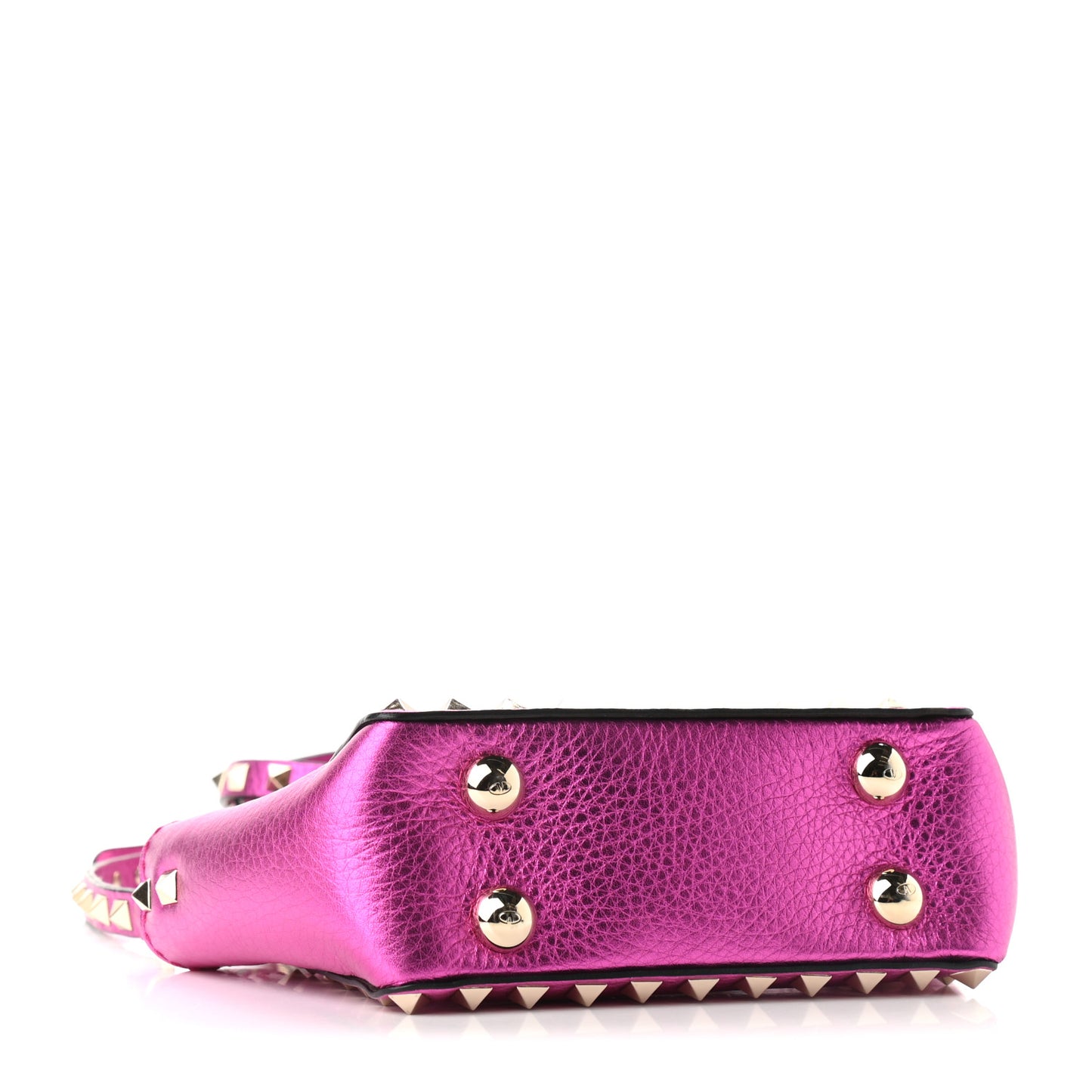 Metallic Pebbled Calfskin Micro Rockstud Tote Peony