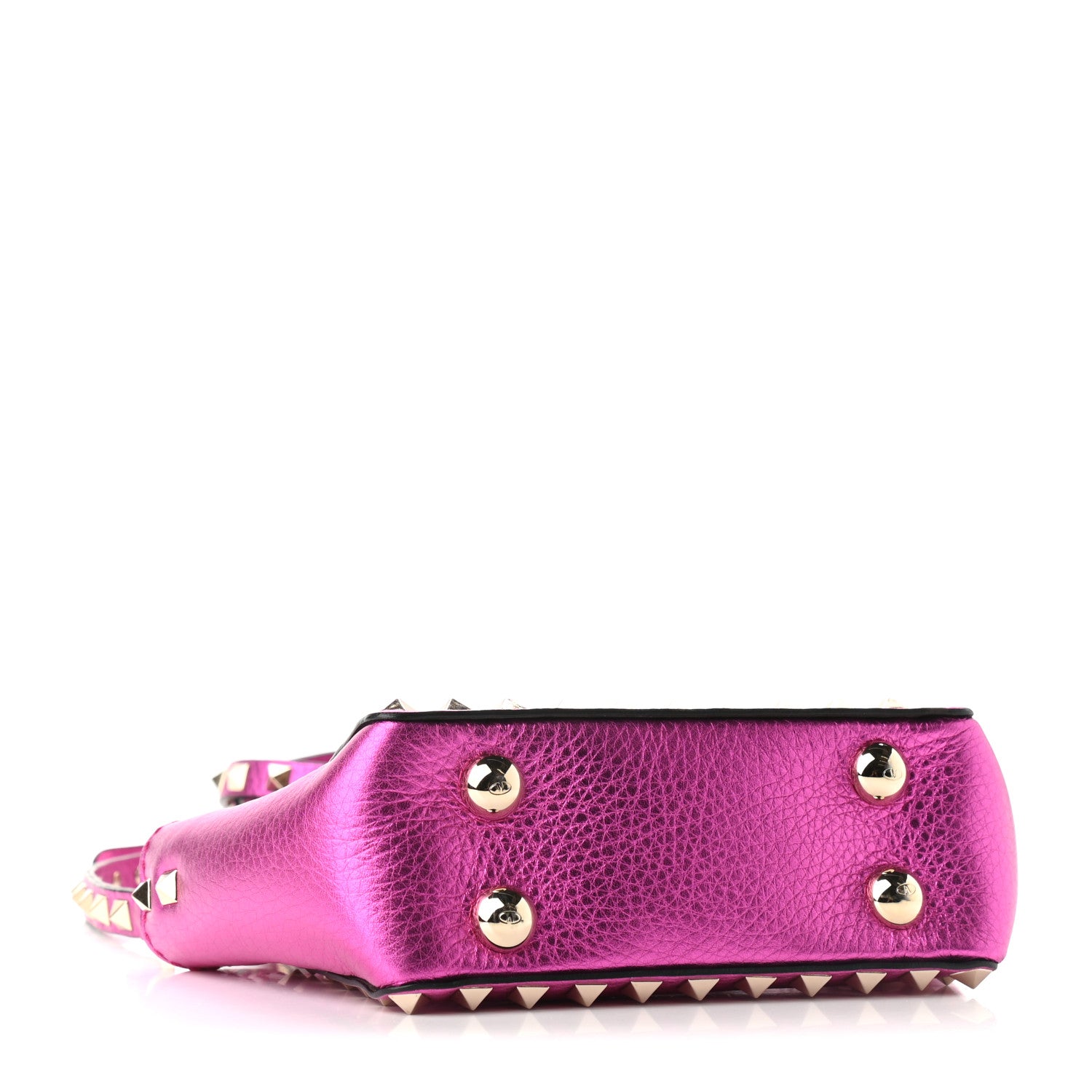 Valentino Garavani Metallic Pebbled Calfskin Micro Rockstud Tote Peony 4 of 9
