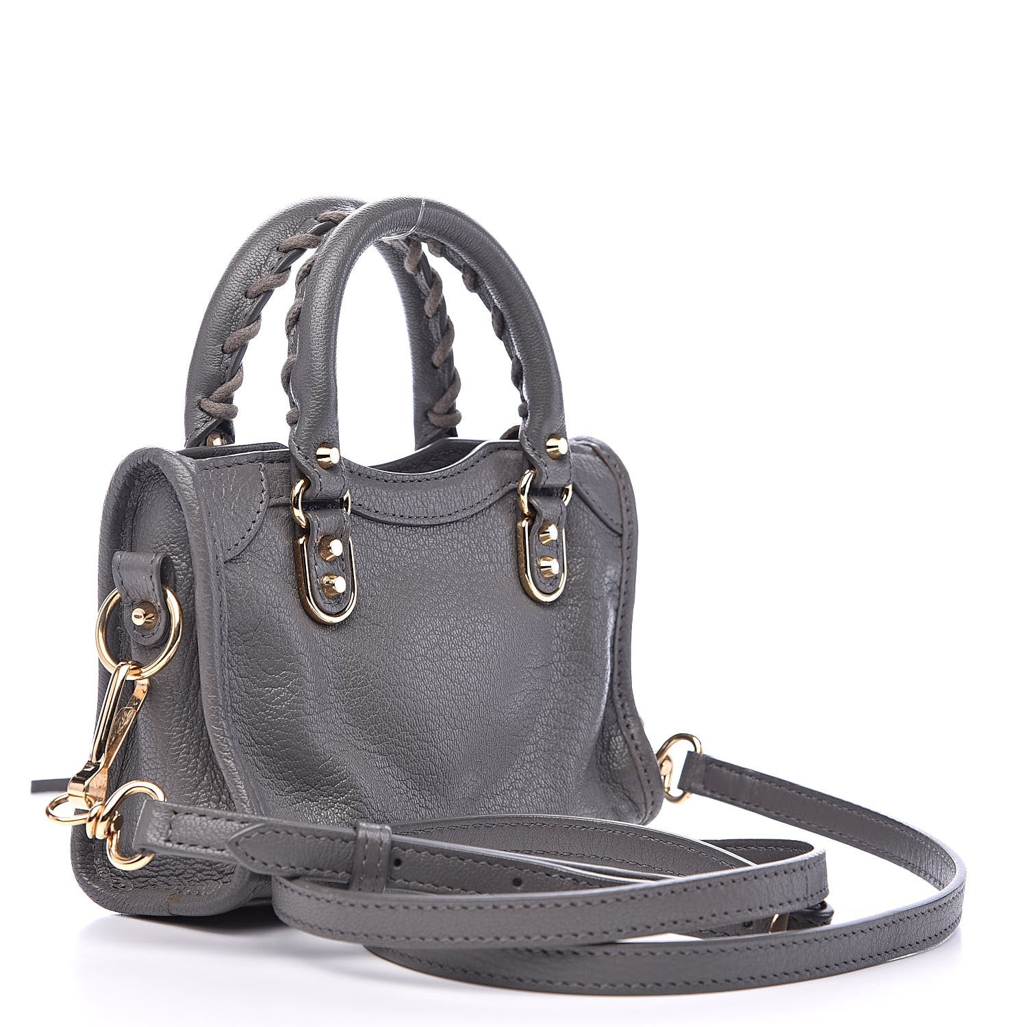 Balenciaga Chevre Gold Metallic Edge Hardware Nano City Gris Acier 3 of 9