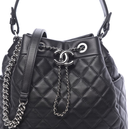 Chanel Lambskin Quilted Mini CC Chain Bucket Bag Black 8 of 10