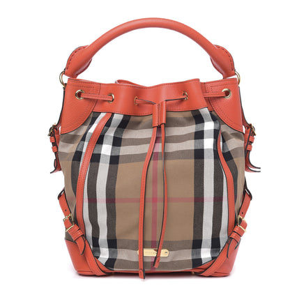 Burberry House Check Drawstring Hobo Orange 1 of 11
