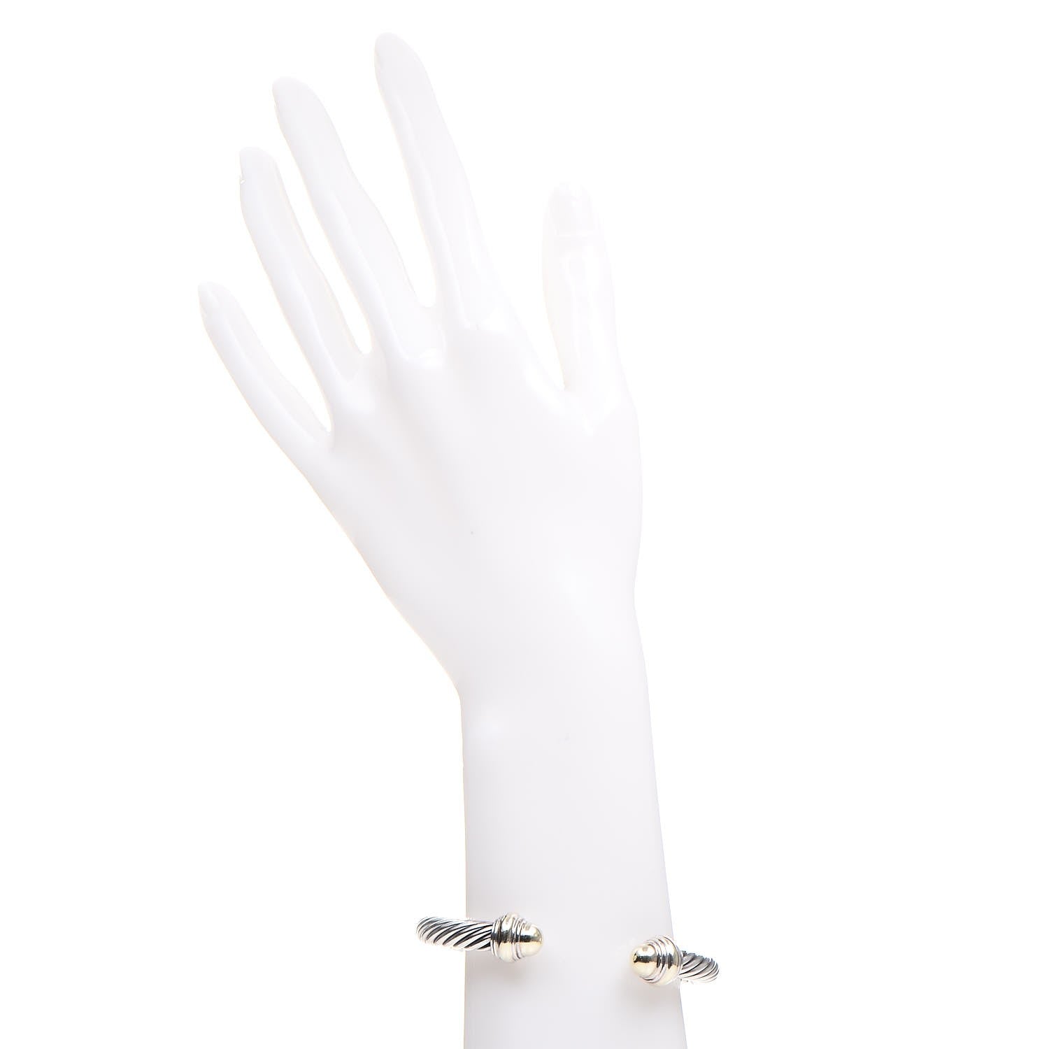 David Yurman Sterling Silver 14K Yellow Gold 7mm Cable Classics Bracelet 2 of 5