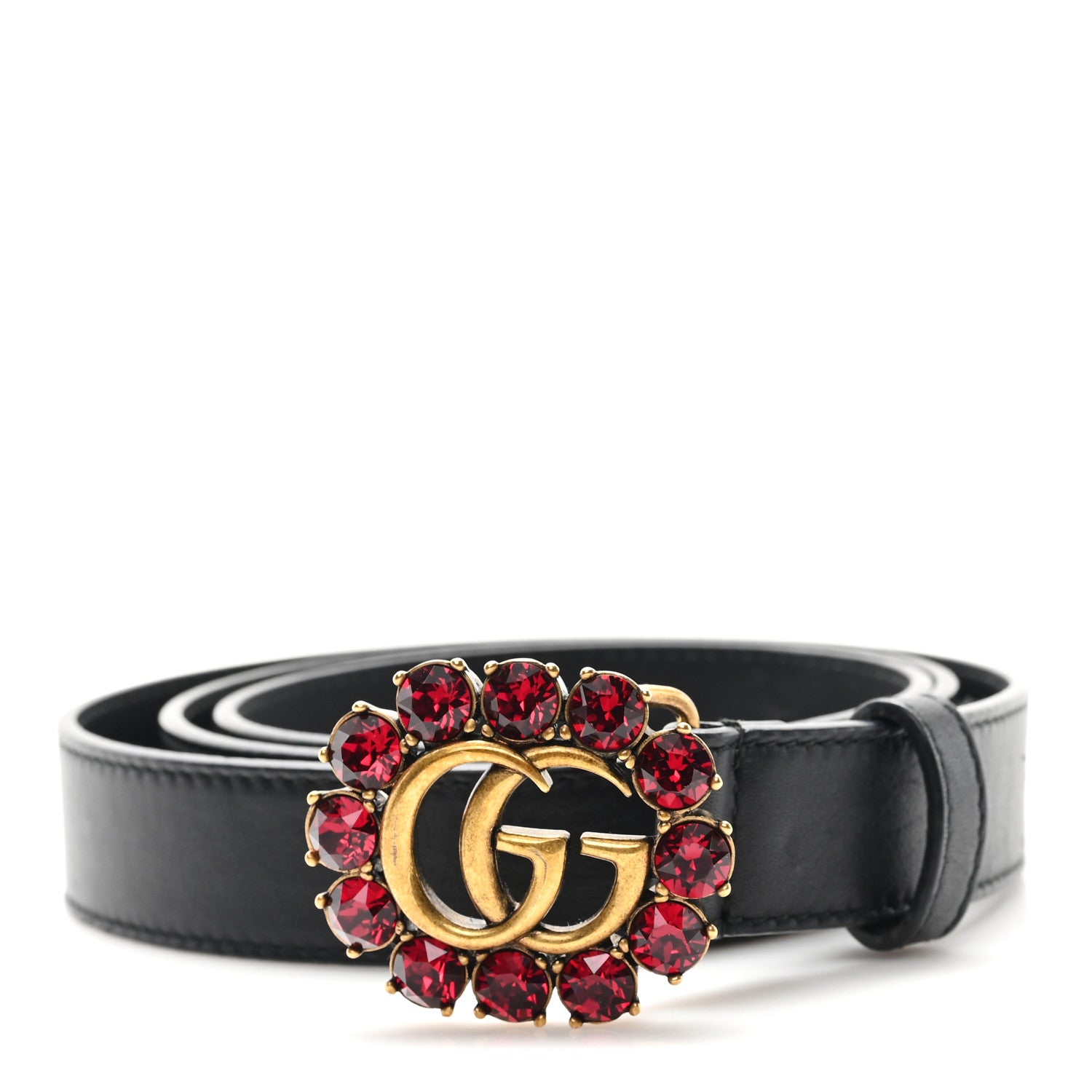 Gucci Calfskin Crystal Double G 90 36 Belt Black 1 of 4