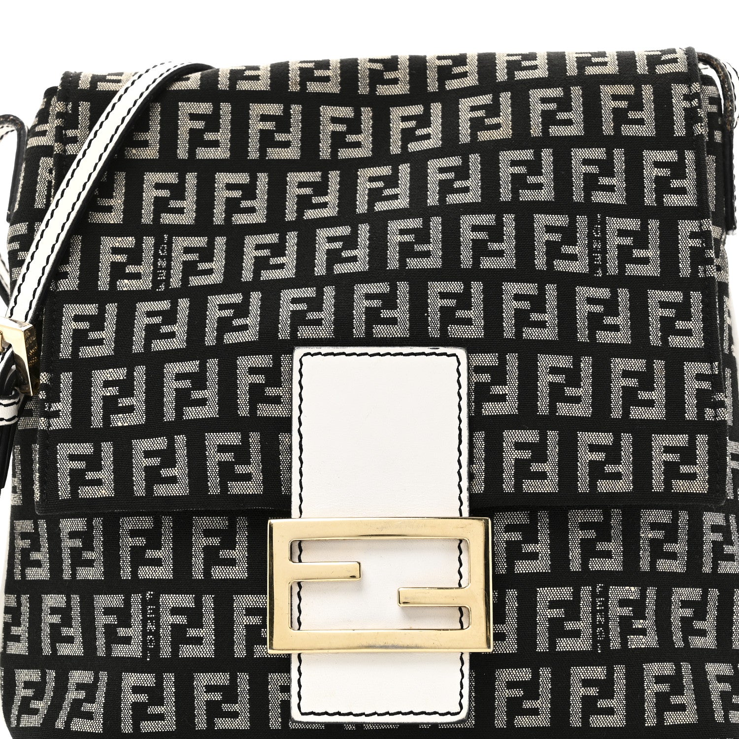 Fendi Zucchino Tube Messenger Bag Black White 7 of 9