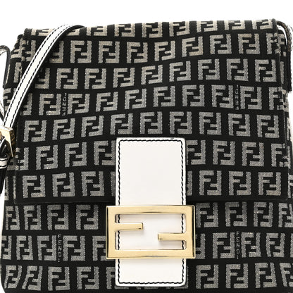 Fendi Zucchino Tube Messenger Bag Black White 7 of 9