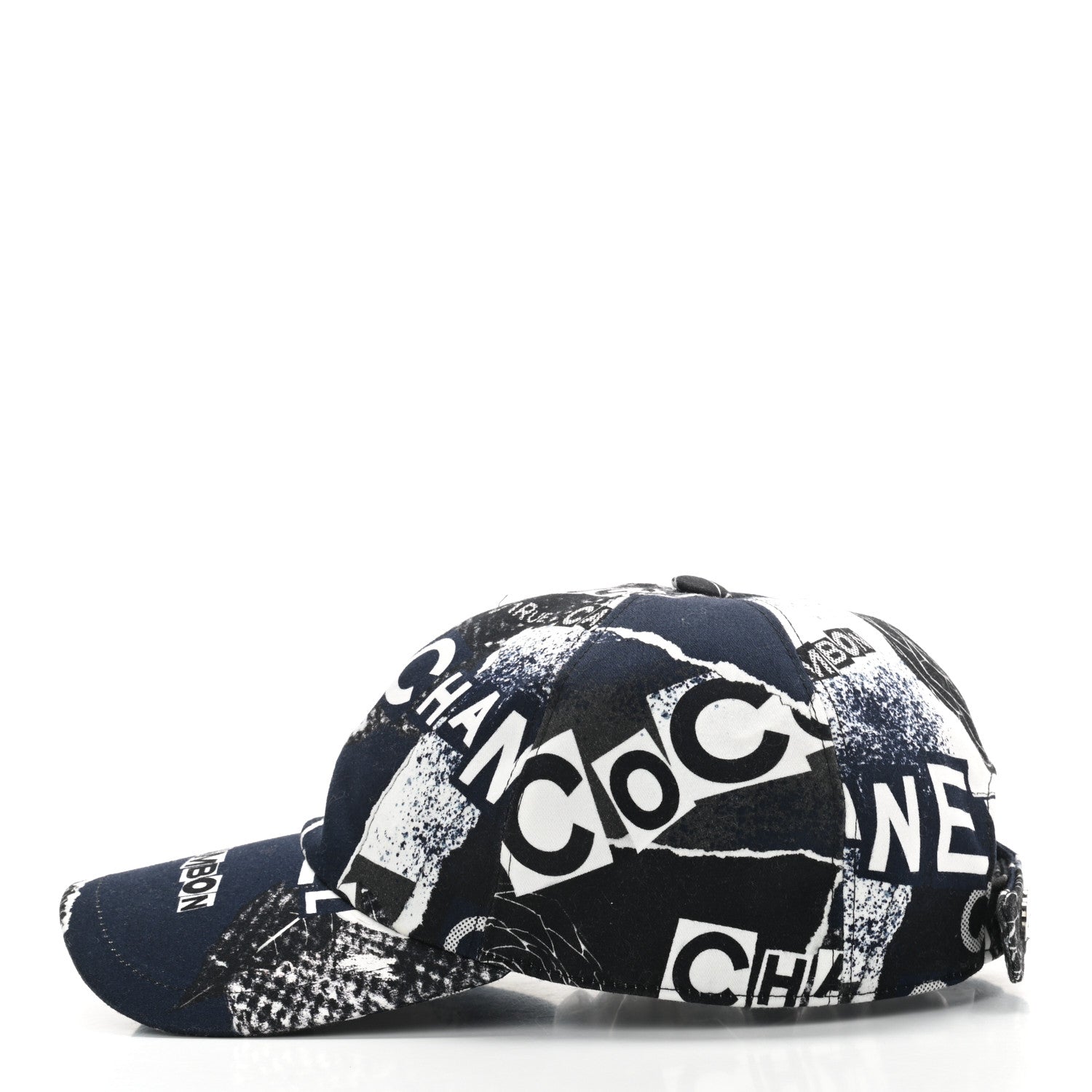 Chanel Cotton Coco Print Cap Hat Navy Black White 4 of 7