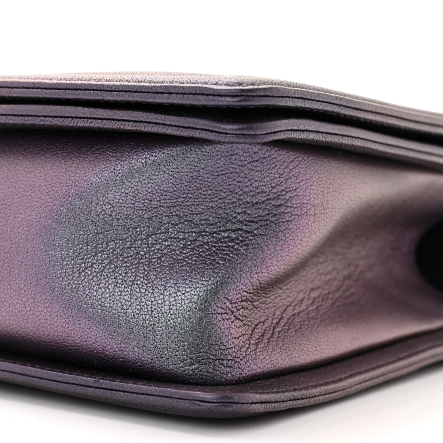 Iridescent Goatskin Quilted New Medium Boy Flap Purple