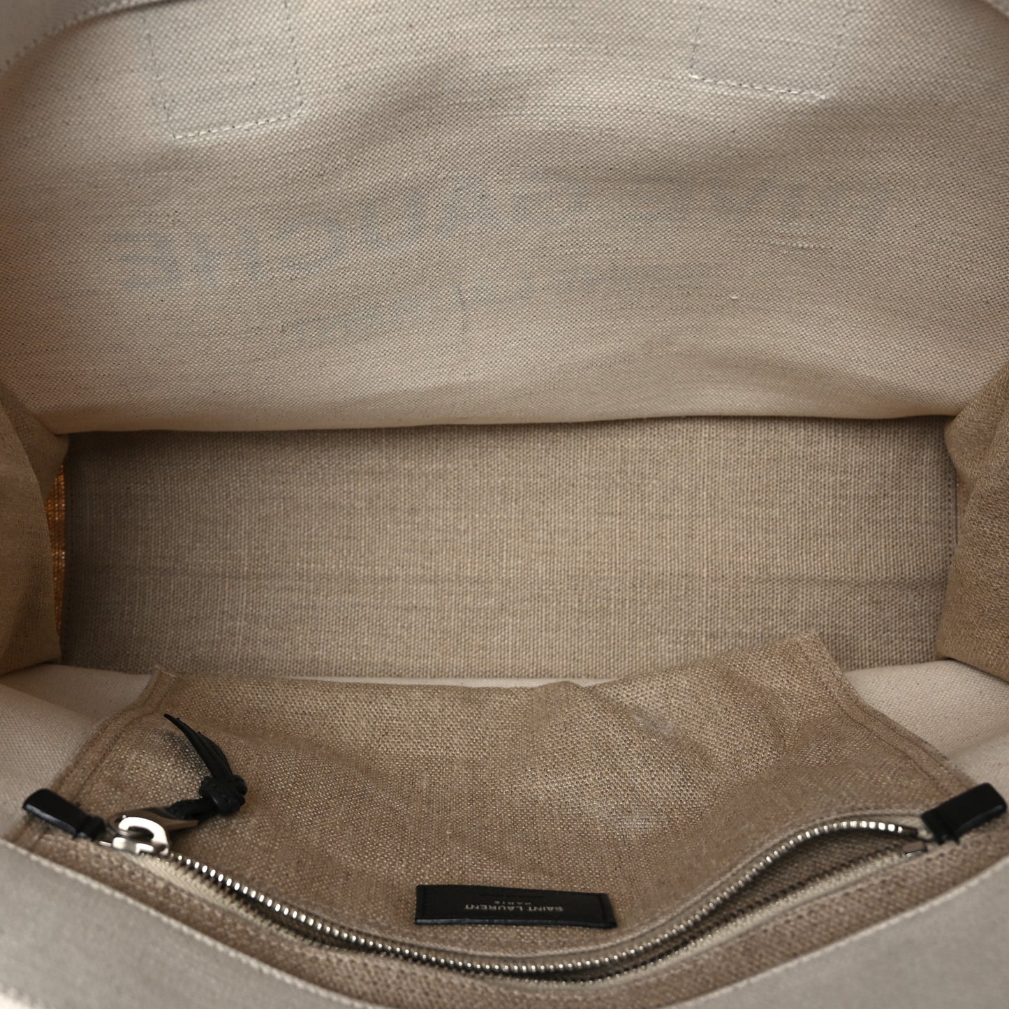 Linen Calfskin Small Rive Gauche Tote Greggio Natural