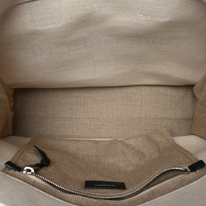 Saint Laurent Linen Calfskin Small Rive Gauche Tote Greggio Natural 5 of 9