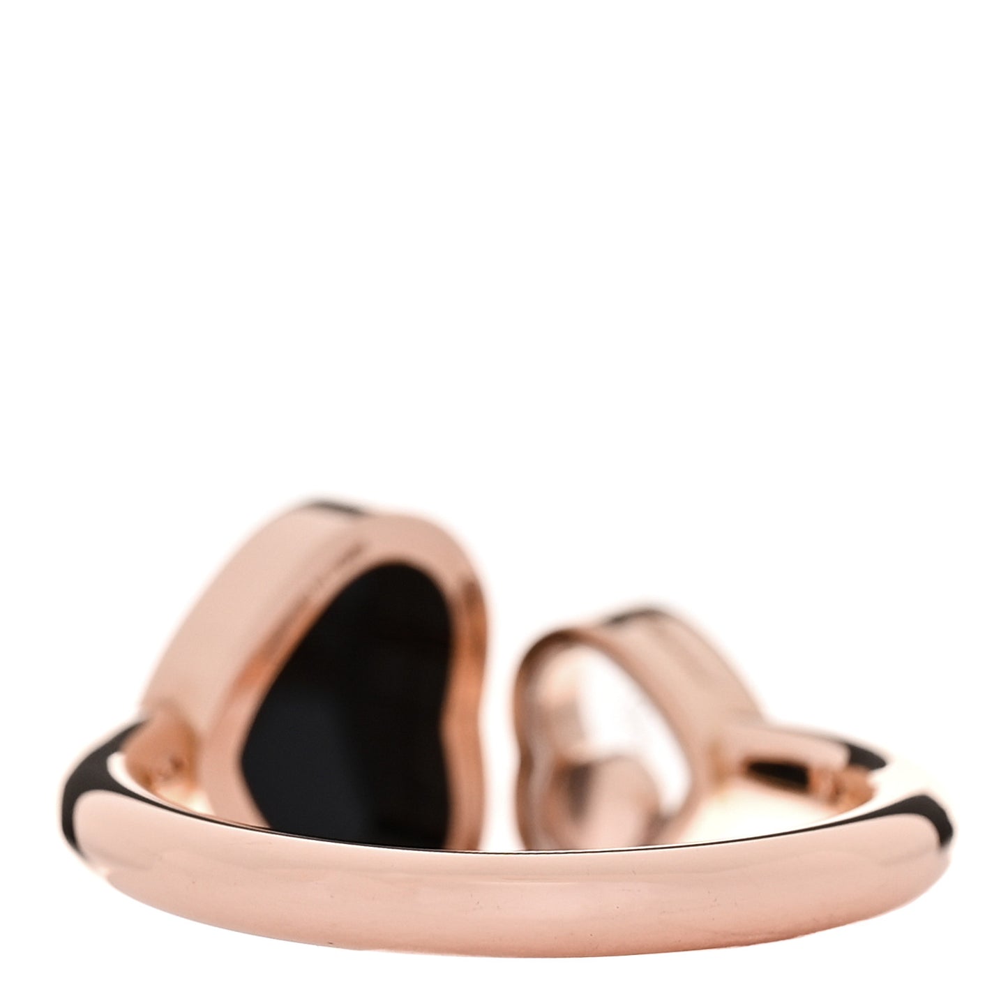 18K Rose Gold Diamond Black Onyx Happy Hearts Ring 52 6