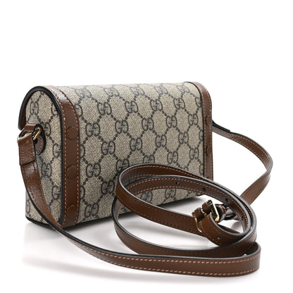Gucci GG Supreme Monogram Textured Dollar Calfskin Mini Horsebit 1955 Shoulder Bag Beige Brown Sugar 3 of 10