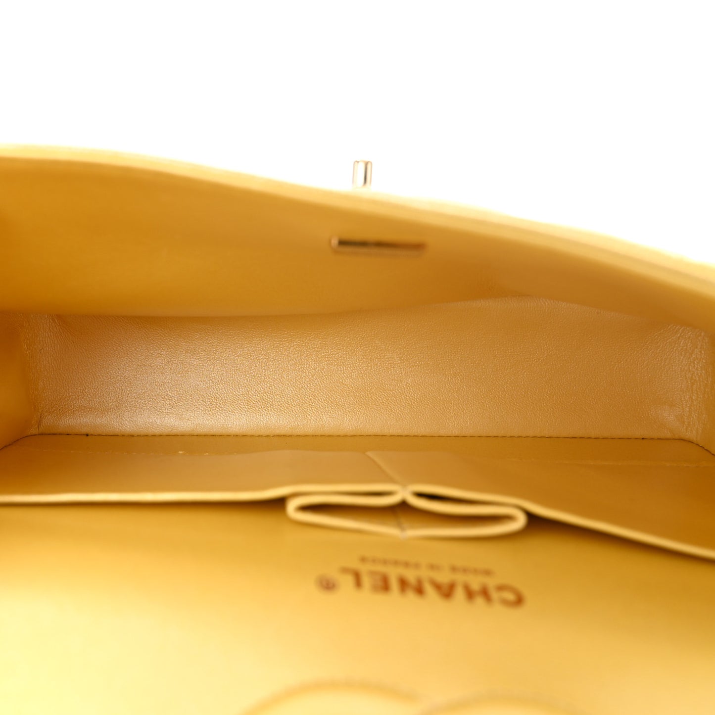 Iridescent Caviar Quilted Medium Double Flap Yellow