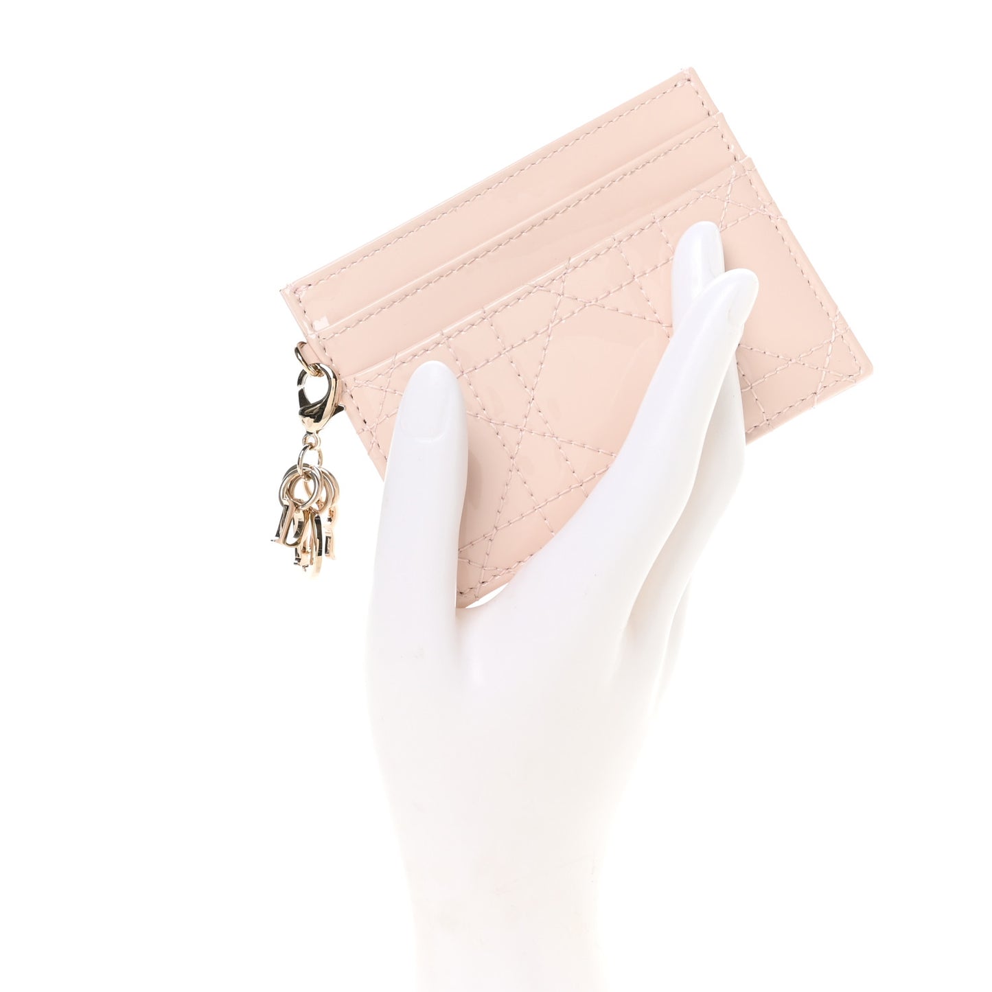 Patent Cannage Lady Dior Card Holder Powder Pink
