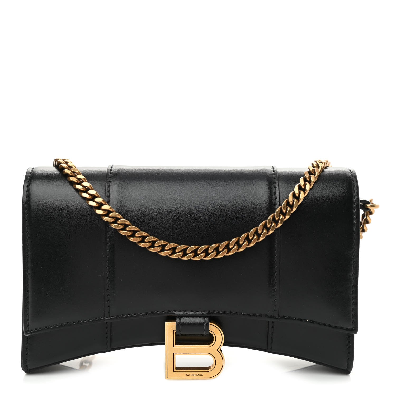 Balenciaga Shiny Box Calfskin Hourglass Chain Bag Black 1 of 11