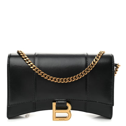 Balenciaga Shiny Box Calfskin Hourglass Chain Bag Black 1 of 11