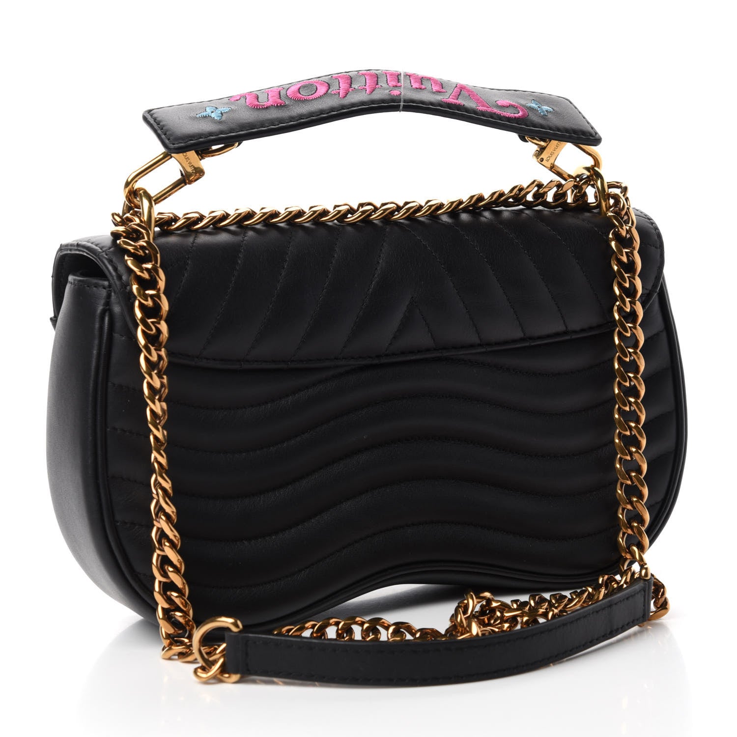 Louis Vuitton Calfskin Embroidered New Wave Chain MM Black 3 of 11