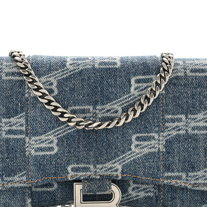 Balenciaga Denim BB Monogram Hourglass Chain Bag Blue 8 of 13