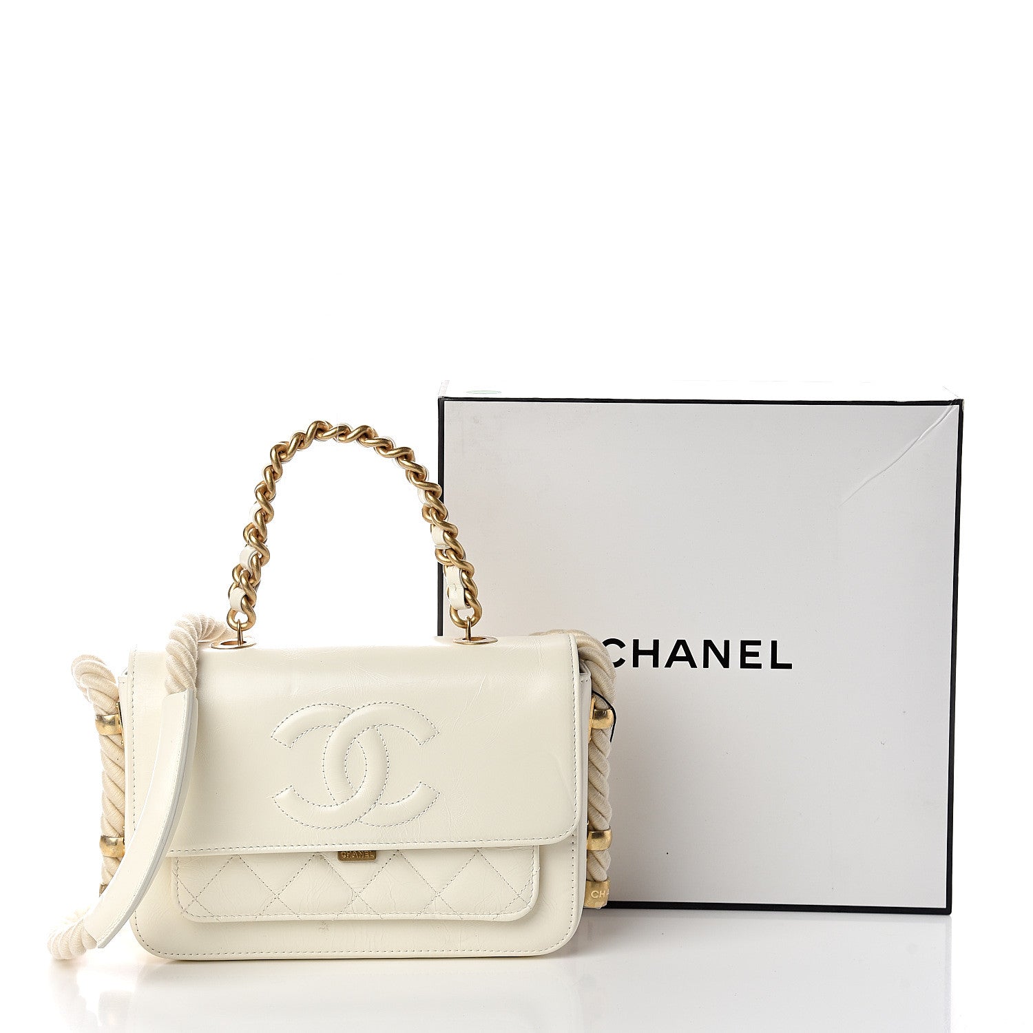 Chanel Crumpled Calfskin En Vogue Rope Flap White 9 of 9