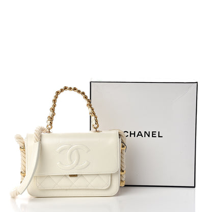 Chanel Crumpled Calfskin En Vogue Rope Flap White 9 of 9