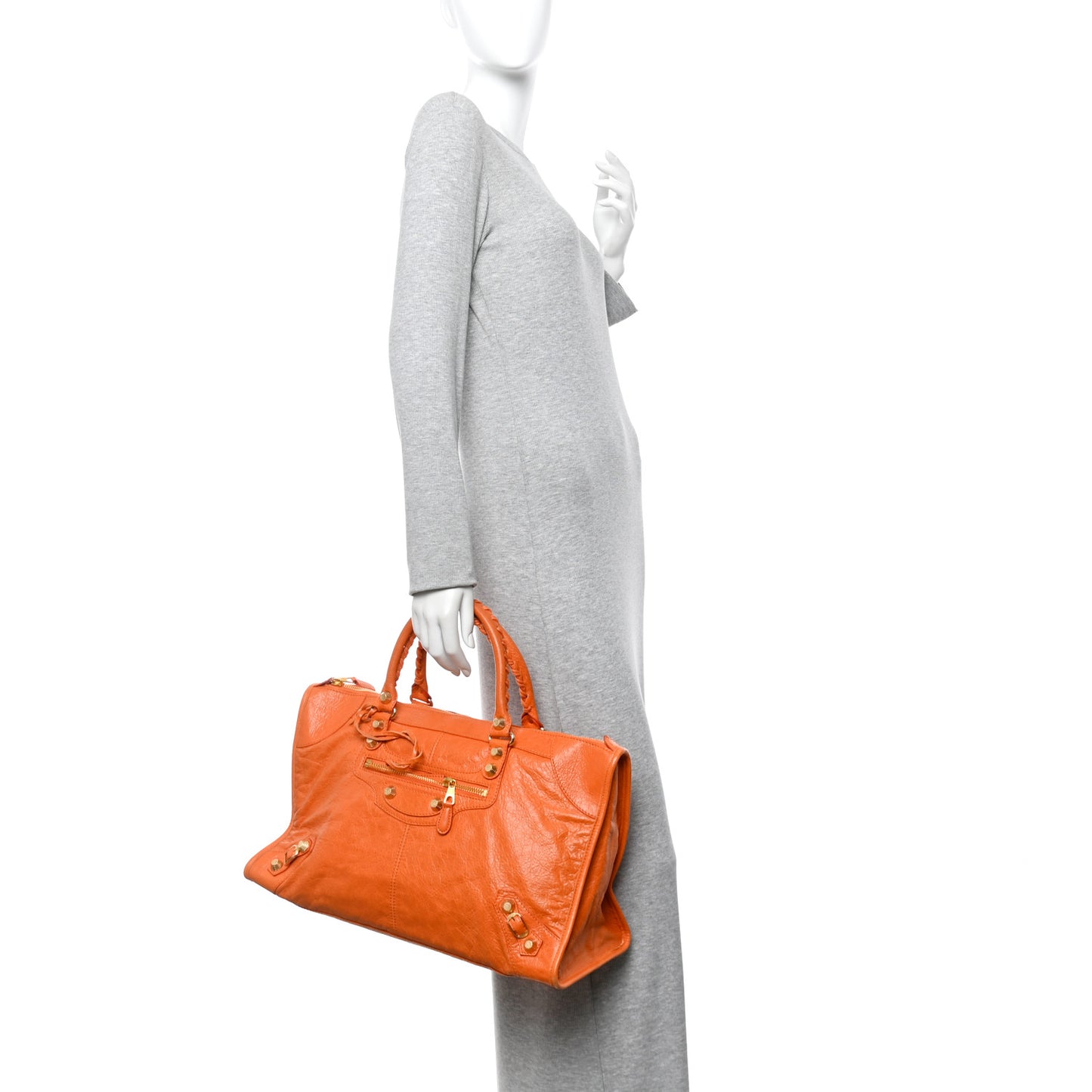 Agneau Giant 12 Gold Hardware Work Tangerine