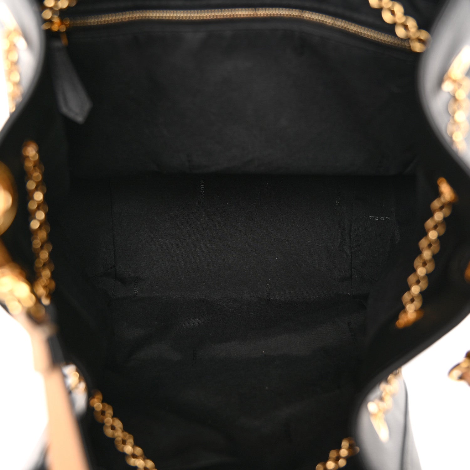 Fendi Vitello Grace King Karligraphy Chain Bucket Bag Black Bisquit 5 of 13